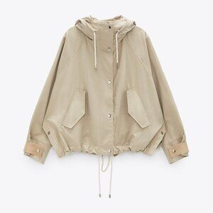 ICHI Hooded Beige Coat - Small
